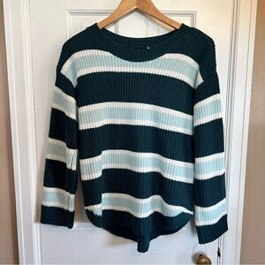 SO stripped teal knit sweater